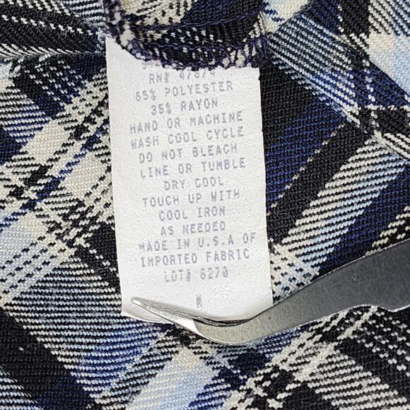 Vintage Lavender Skirt Womens M Blue Black Plaid Pull On Pencil Preppy Academia - Picture 5 of 8